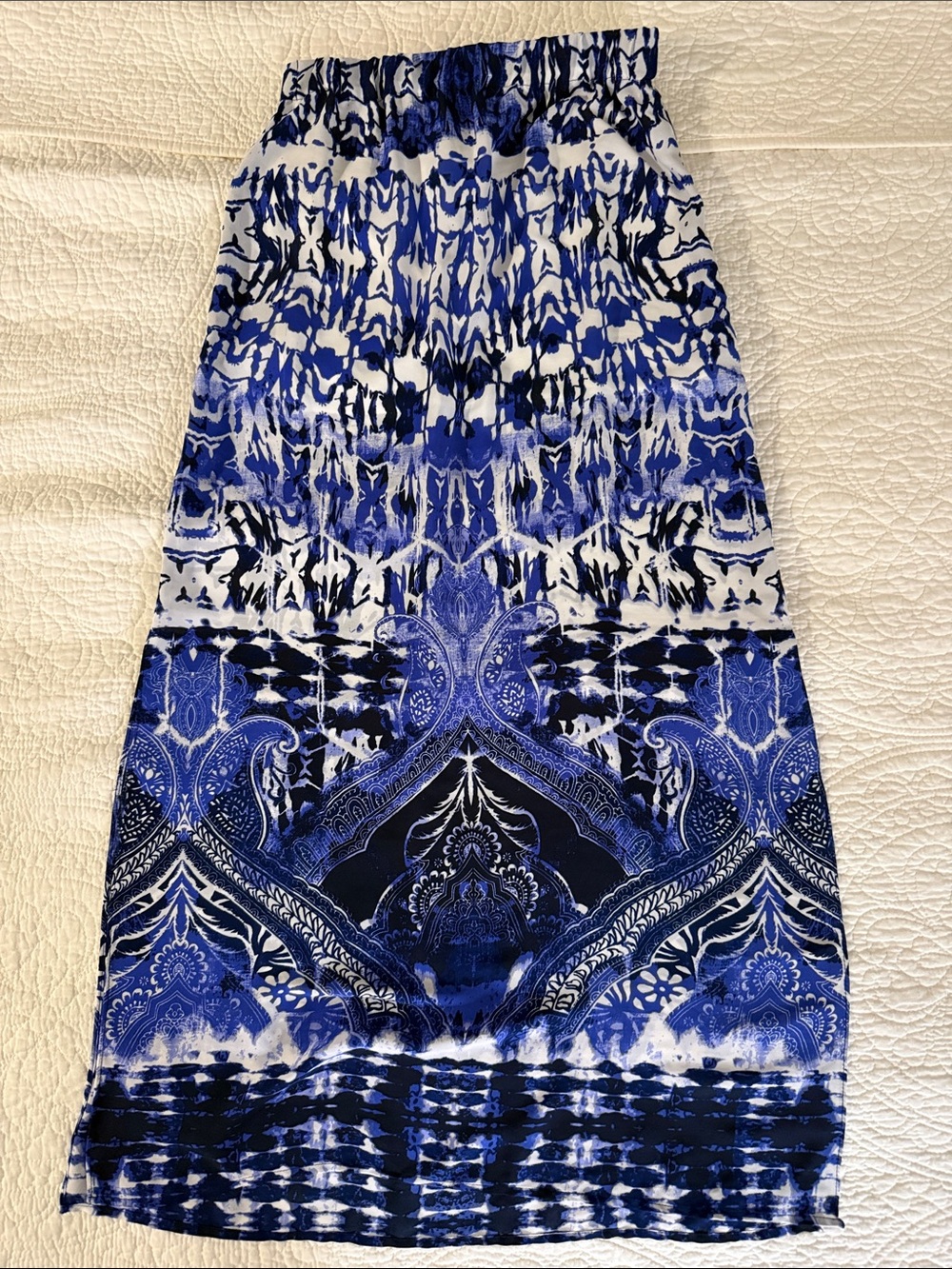 Express Blue and White Paisley Maxi Skirt